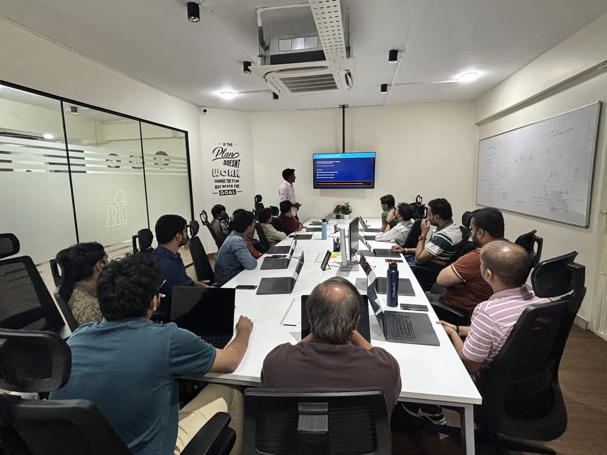 An all-hands gathering in the office